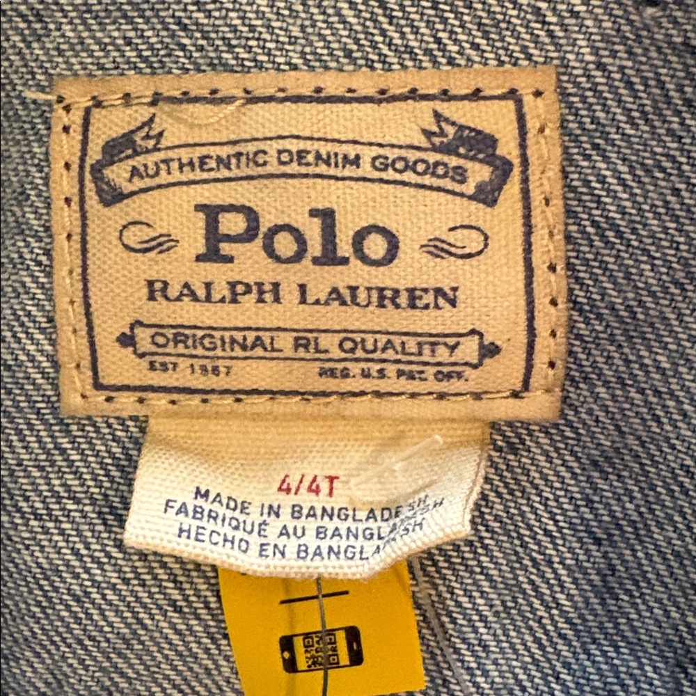 NWT Polo by Ralph Lauren Girls 4T Denim Jacket Cropped Raw Hem Snap- Front - Picture 10 of 10